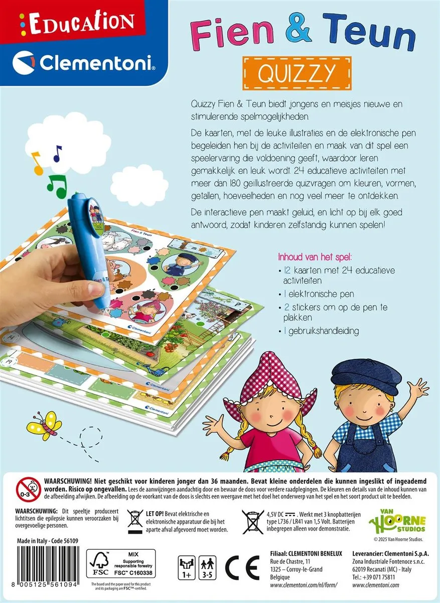 Clementoni Quizzy Fien en Teun Educatief spel - 12 kaarten - Multikleur