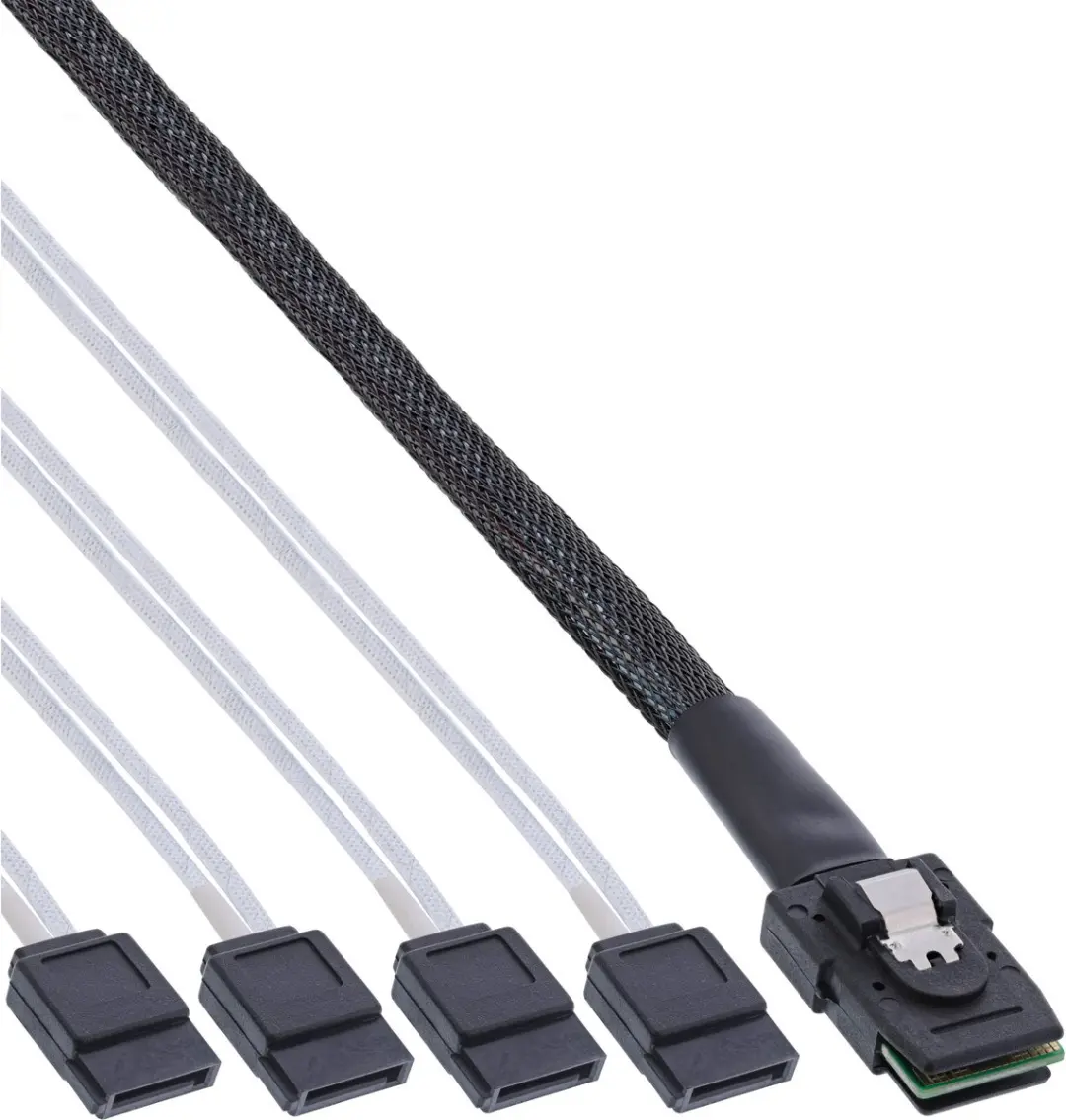 InLine SAS Kabel Mini SAS SFF8087 naar 4x SATA