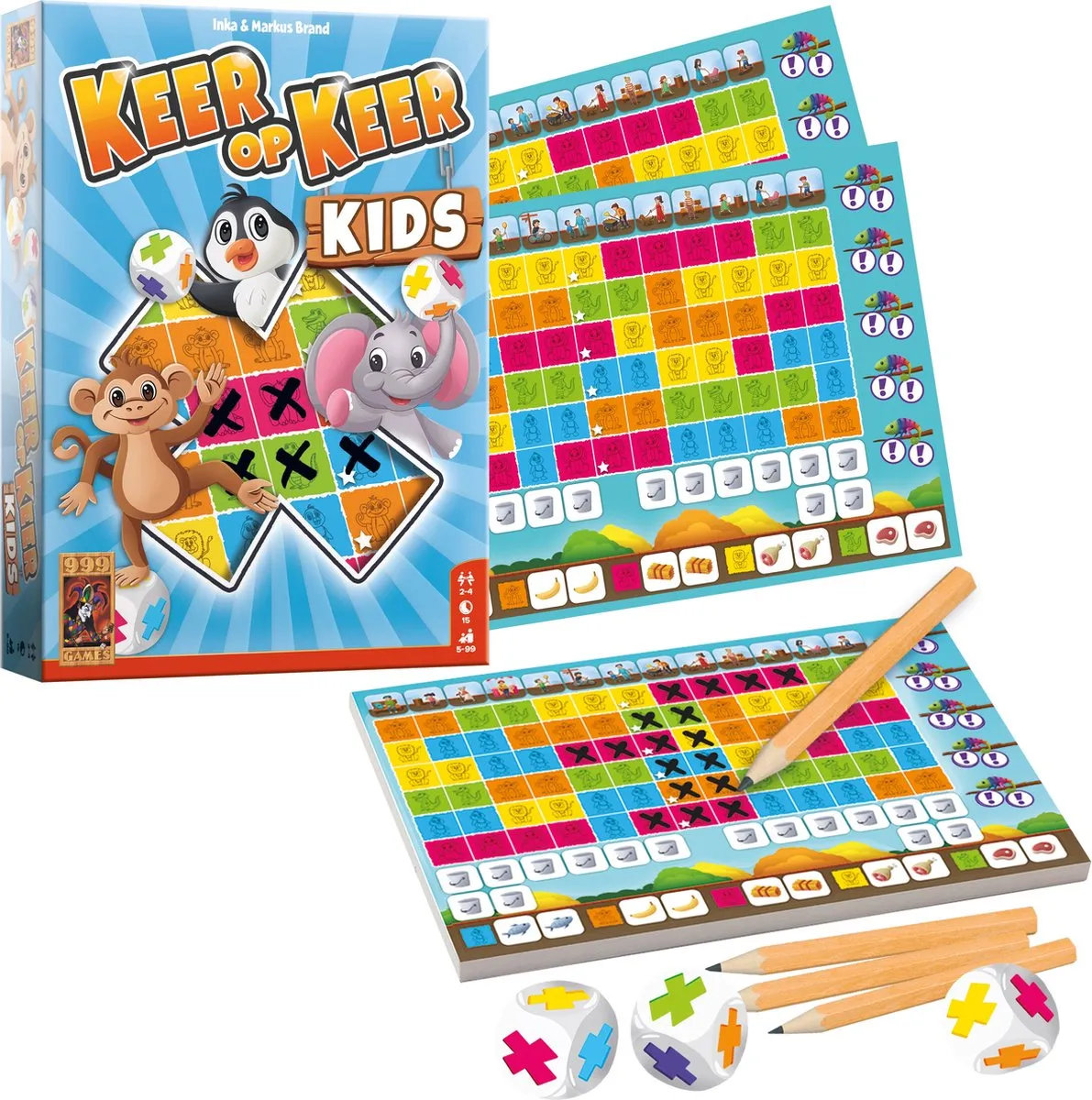 999 Games Keer op Keer Dobbelspel - 3 Dobbelstenen - Multi