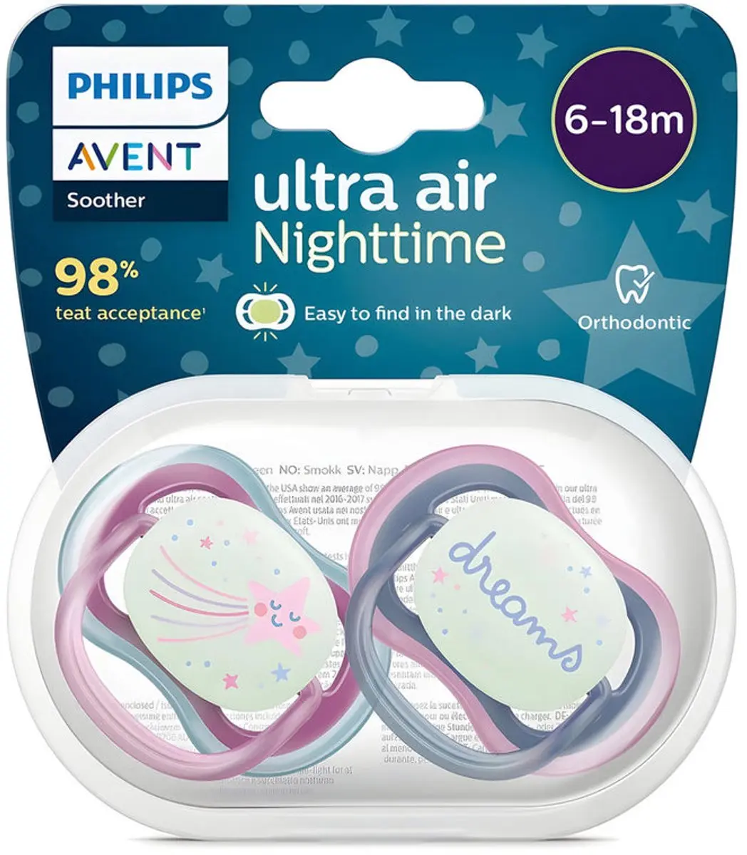 Philips Avent Ultra Air Orthodontische Fopspenen 6-18 Maanden - Blauw - 2 Stuks - afbeelding 2 van 4