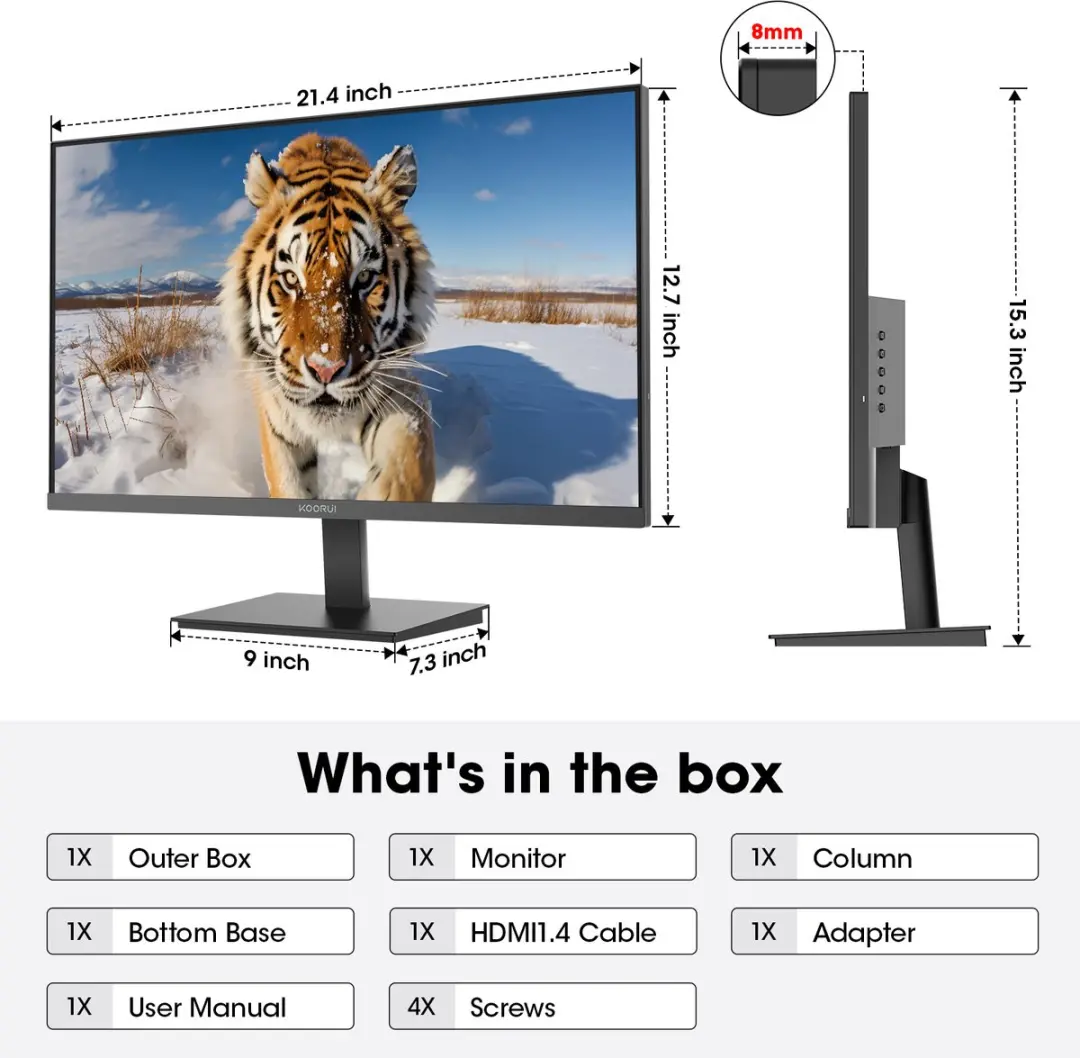 Koorui E2411H 24-inch Monitor - FHD 1920x1080 - 120Hz IPS - Zwart