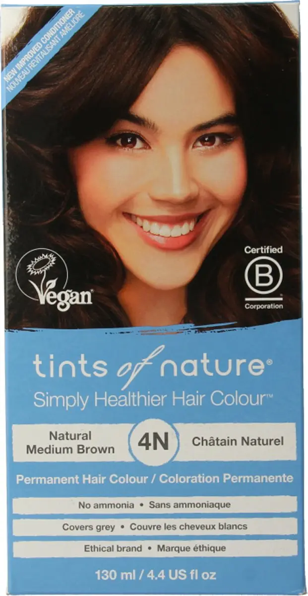 Tints Of Nature 4N Middelbruin Permanent Haarkleur 1ml