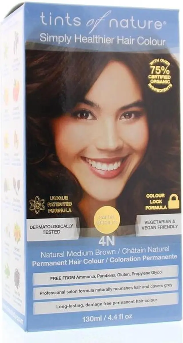 Tints Of Nature 4N Middelbruin Permanent Haarkleur 1ml