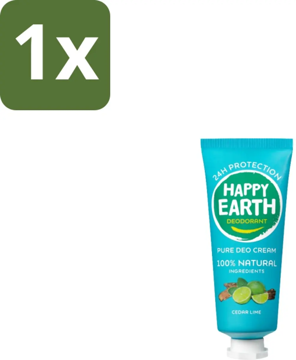 Happy Earth Deodorant Cream Cedar Lime 40ml