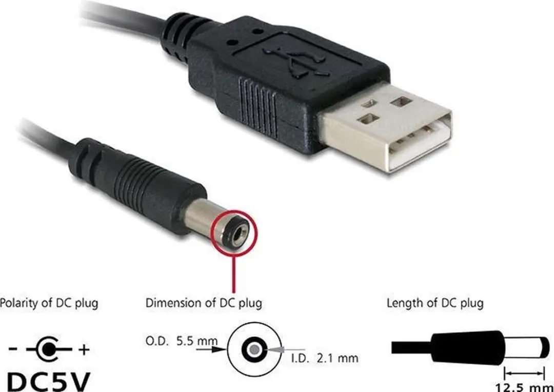 Delock USB Power Kabel - Zwart