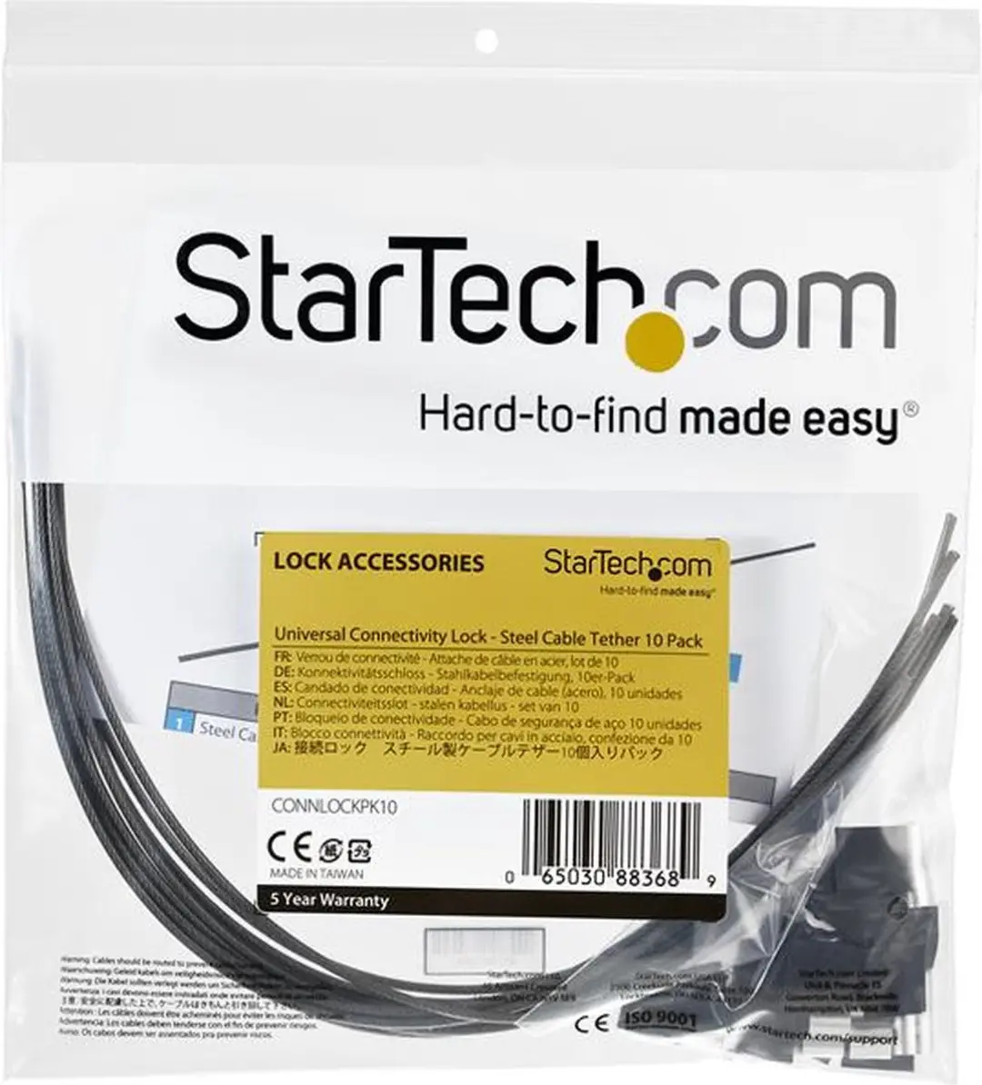 Startech Anti-diefstal Kabel met Lus - 10 Stuks - Staal - Zwart - afbeelding 6 van 6