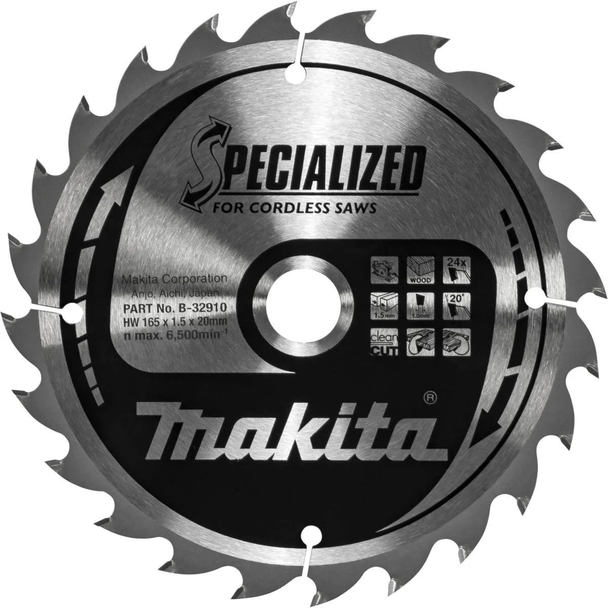 Makita Cirkelzaagblad B-32910 - Ø165mm 24T - afbeelding 6 van 6
