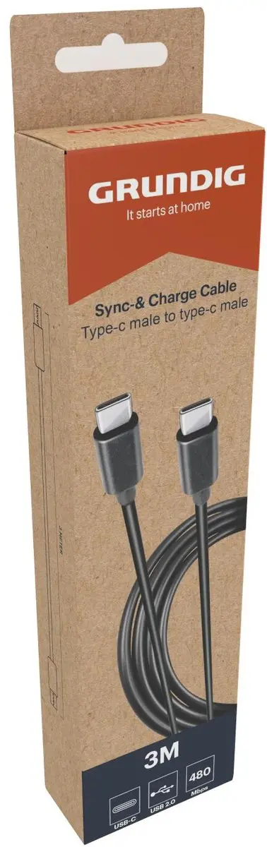 Grundig USB-C naar USB-C 2.0 Kabel 3m