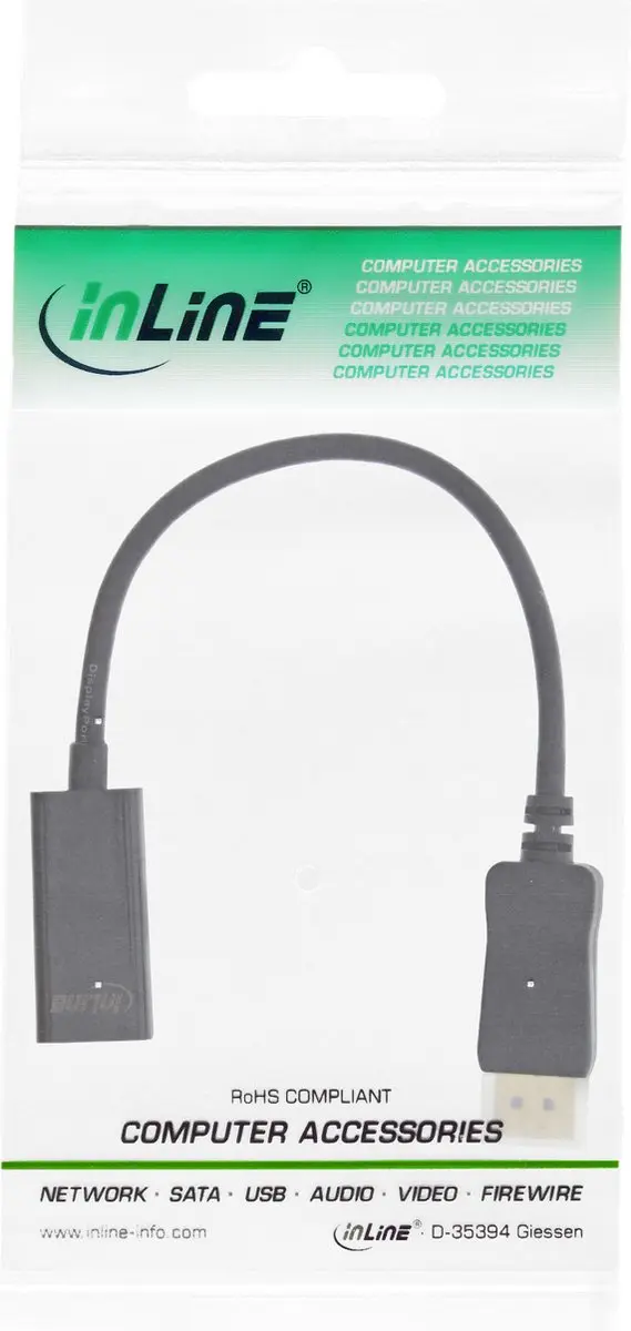 InLine DisplayPort naar HDMI Adapterkabel 17198C - Zwart