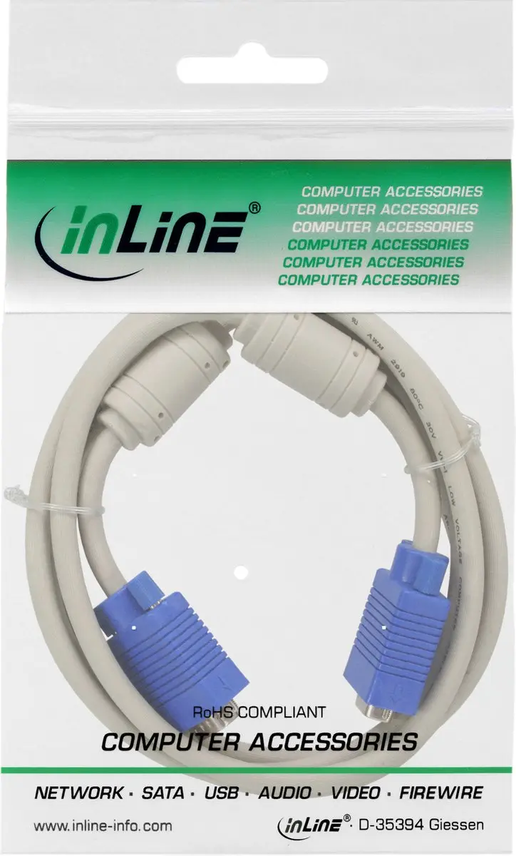 InLine S-VGA Kabel 15-pins Male/Male - 10m - Blauw