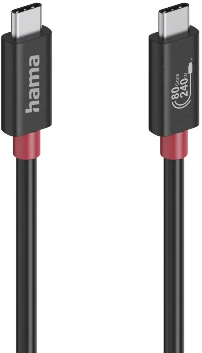 Hama USB-C Kabel USB4 Gen4 80Gbit/s 240W 1m - Zwart