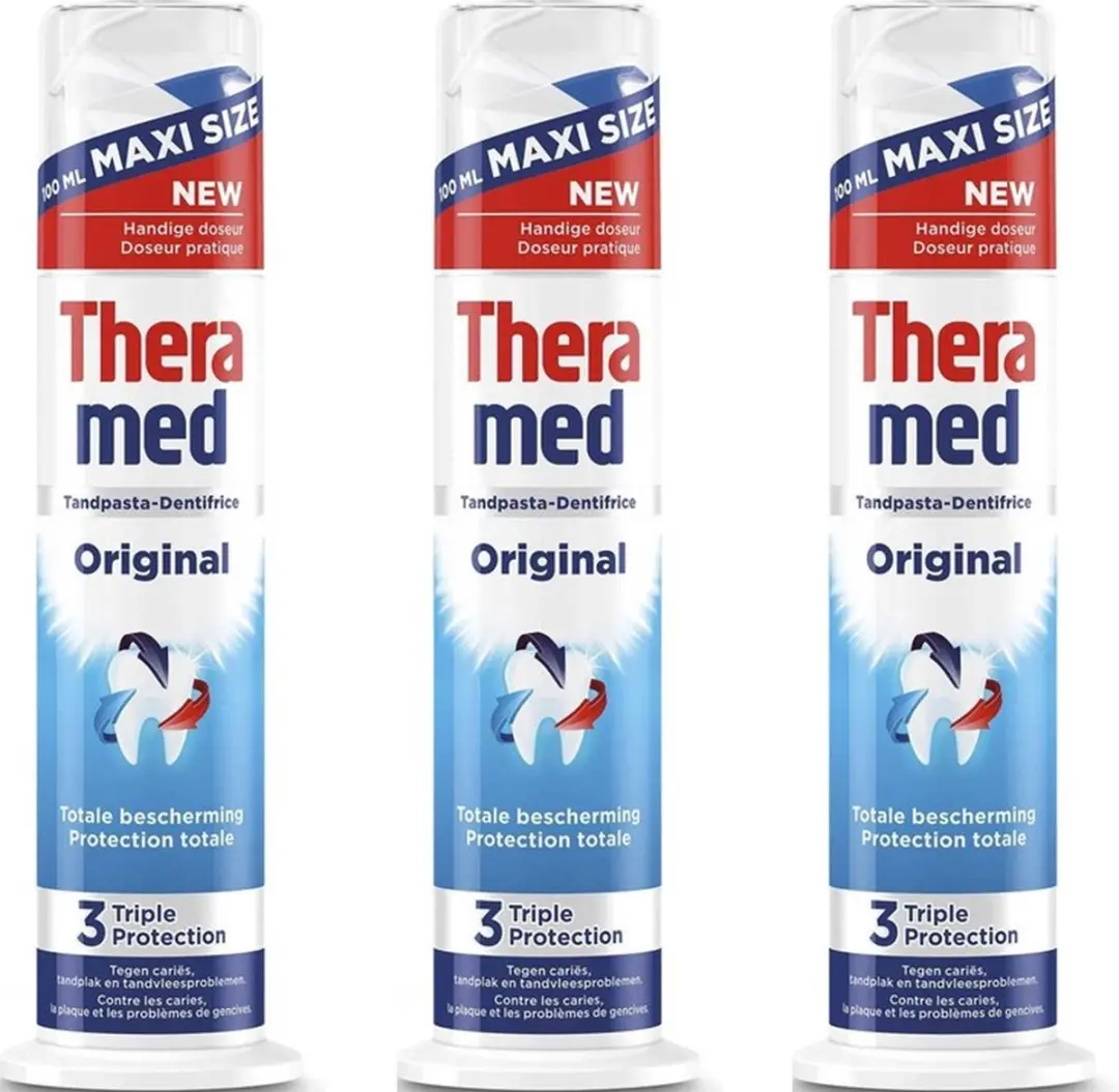 Theramed Original Triple Protection Tandpasta Pompje 3x100ml