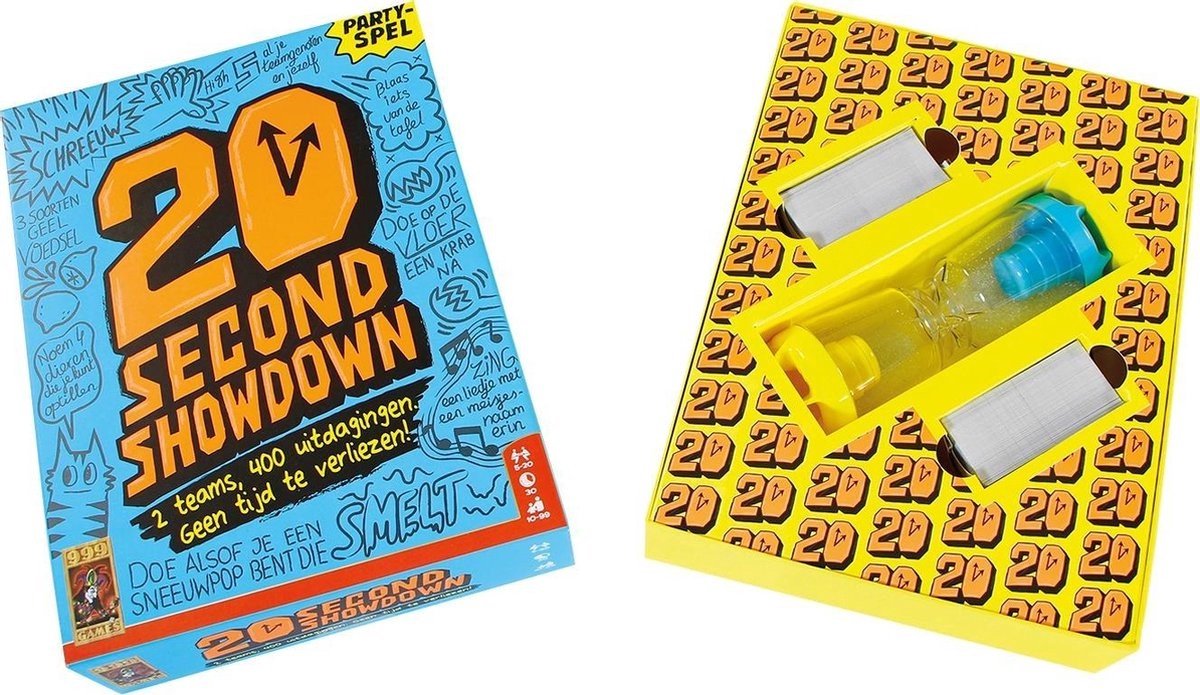 999 Games - 20 Second Showdown - Partyspel - 2 teams, 400 uitdagingen - Actiespel - Gezelschapsspel - Nederlandstalig - Klein cadeautje