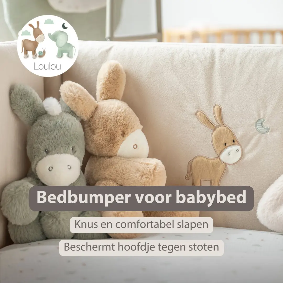 Nattou LouLou Bedbumper Zacht Velours 180cm - Zand