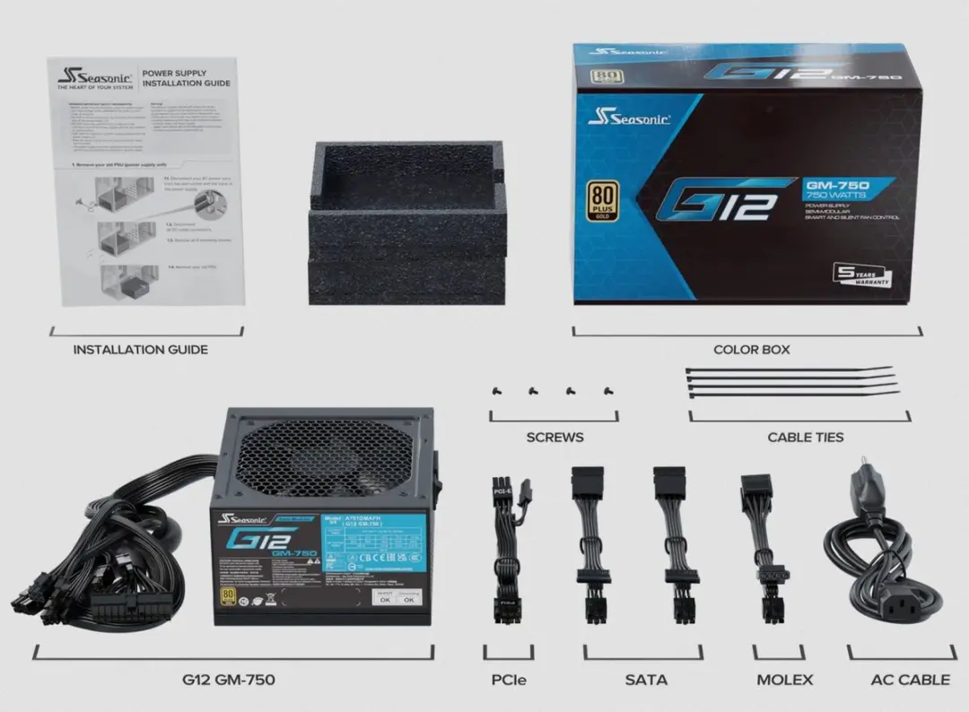 Seasonic G12 GM SSR-750FM Voeding - 750W - Zwart