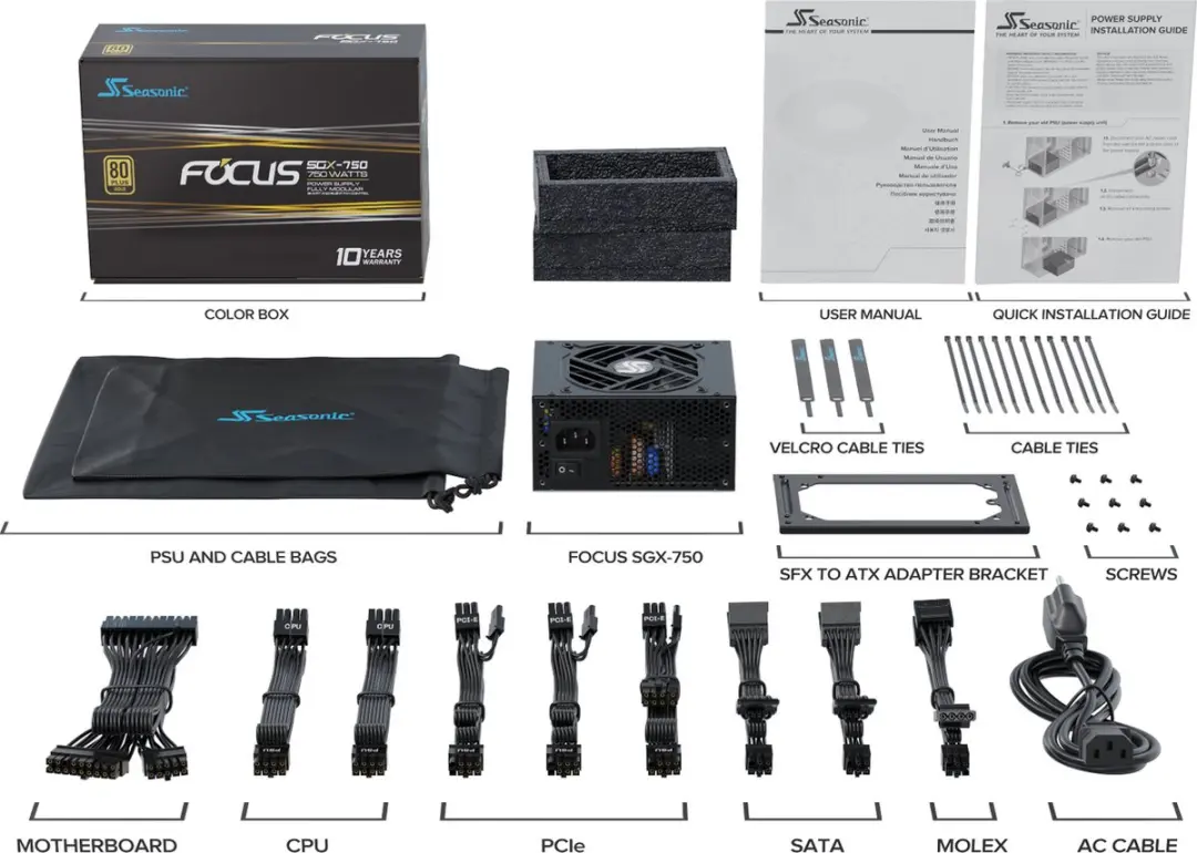 Seasonic FOCUS-SGX-750 Voeding - 750W - Zwart