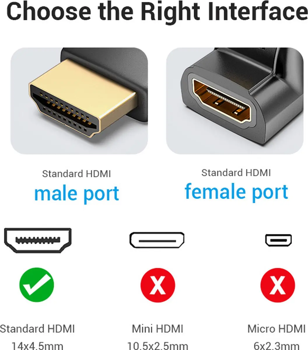 Vention HDMI Hoekadapter AINB0 - 4K 60Hz - Zwart
