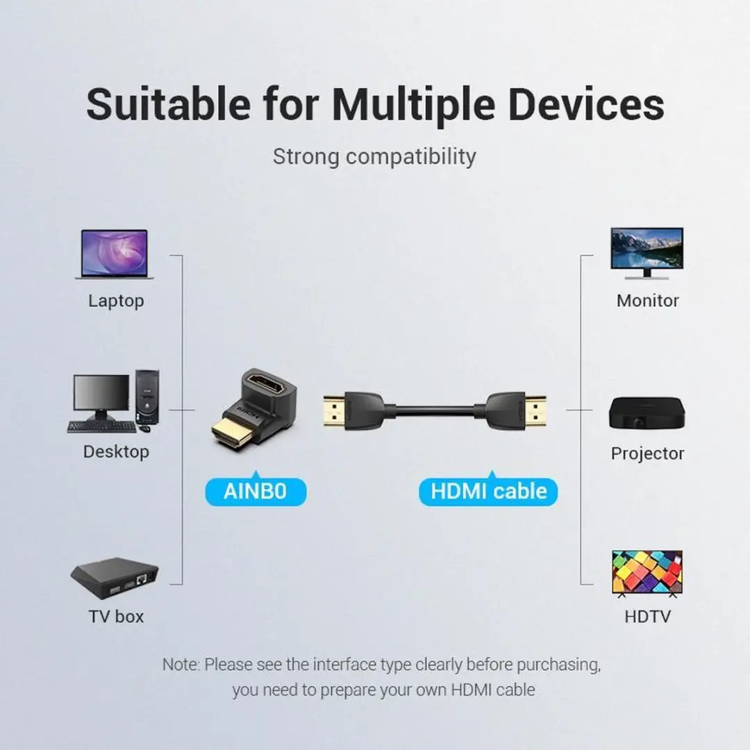 Vention HDMI Hoekadapter AINB0 - 4K 60Hz - Zwart