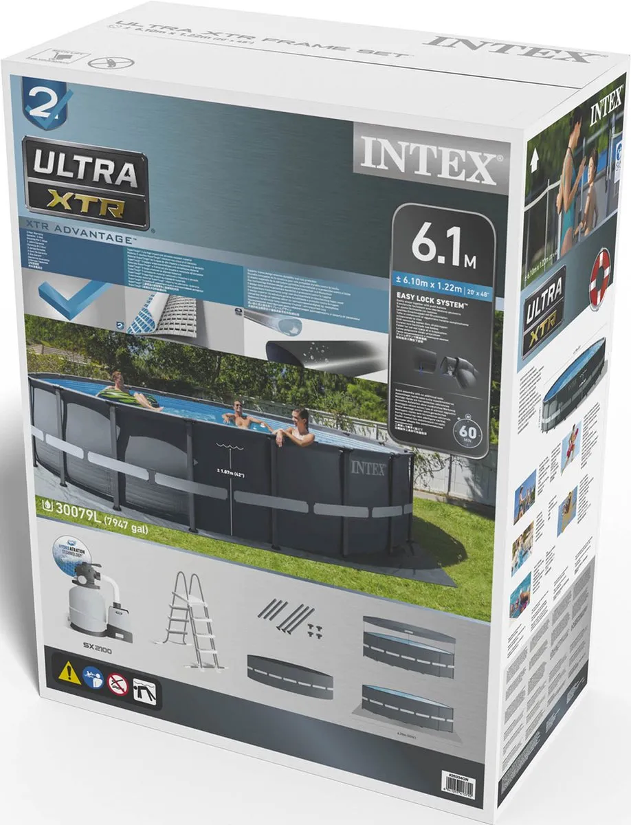 Intex Ultra XTR Frame Opzetzwembad 610x122cm - 30.079L - Antraciet