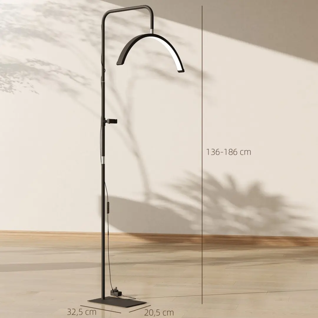 Homcom Staande Lamp Zwart - 1 Lichtpunt 6000K