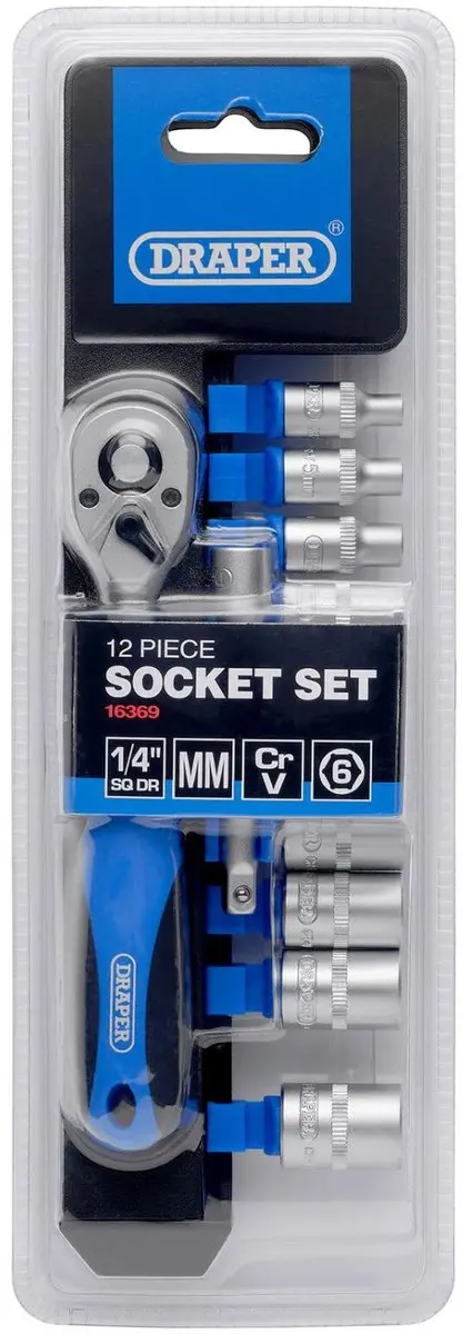 Draper 1/4" Doppenrail 12-delig