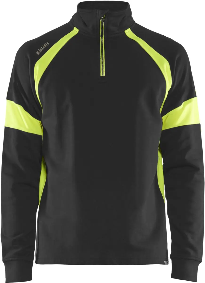 Blåkläder 3550-1158 Sweatshirt - 5XL - Zwart/High Vis Geel