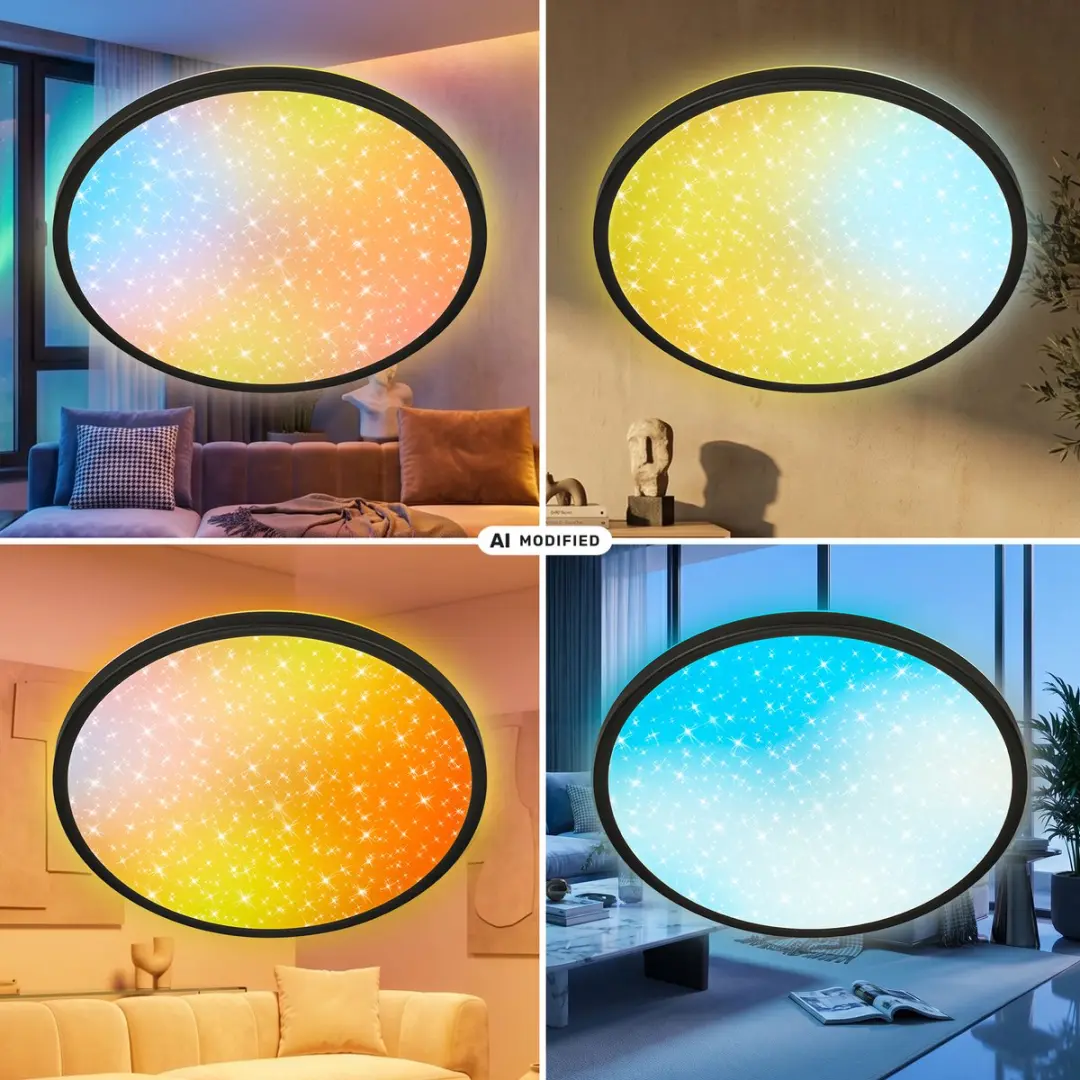 Briloner AuraGlow Plafondlamp - Ø37,5cm - Zwart