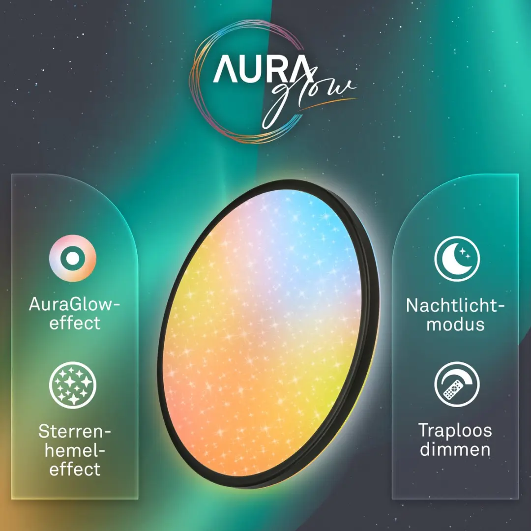 Briloner AuraGlow Plafondlamp - Ø37,5cm - Zwart