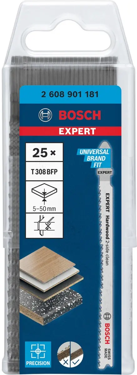 Bosch Professional T308BFP Decoupeerzaagbladen - 25 Stuks - Hardhout