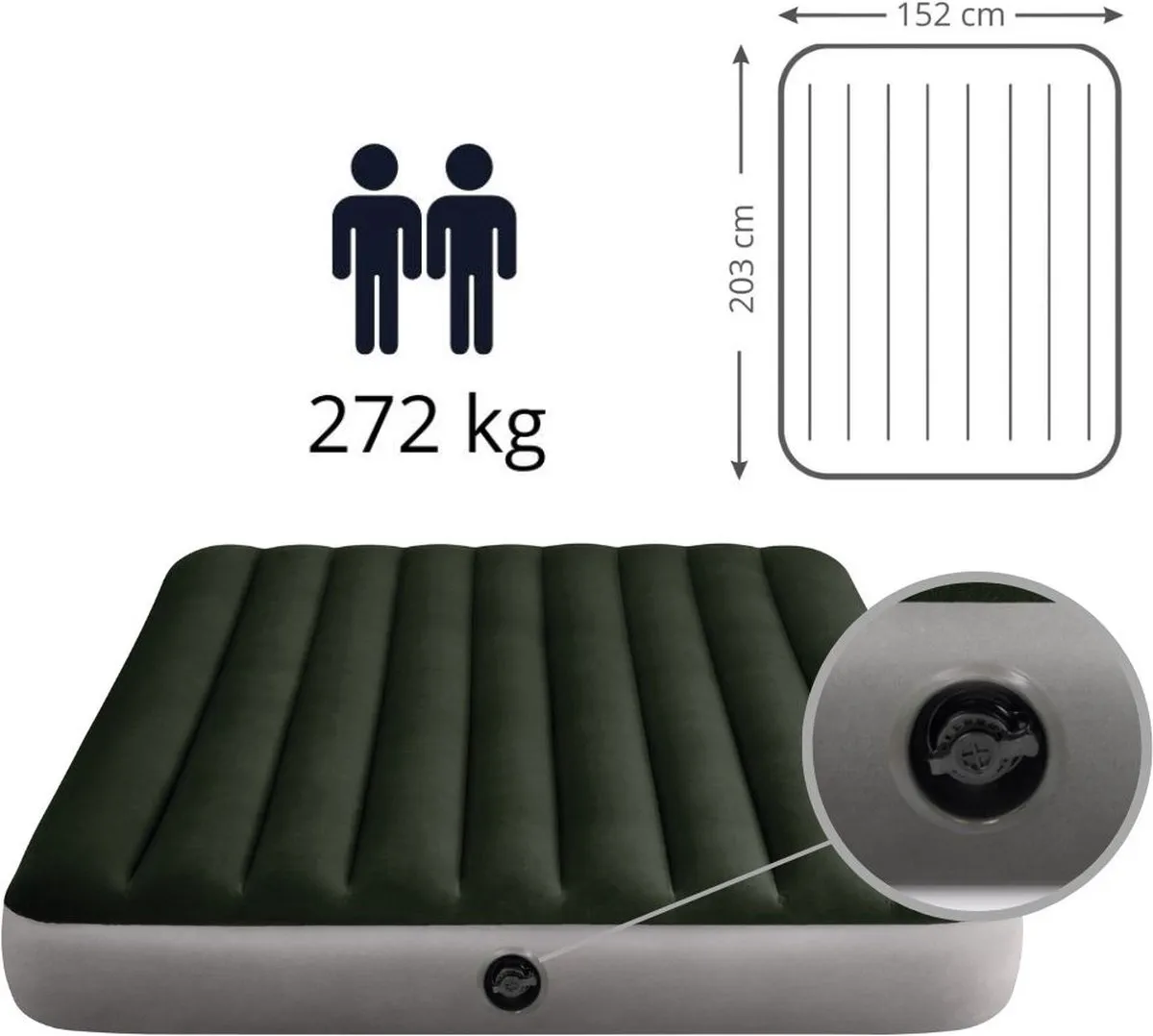 Intex Prestige Downy Luchtbed 2 persoons 191x152x25cm - Groen