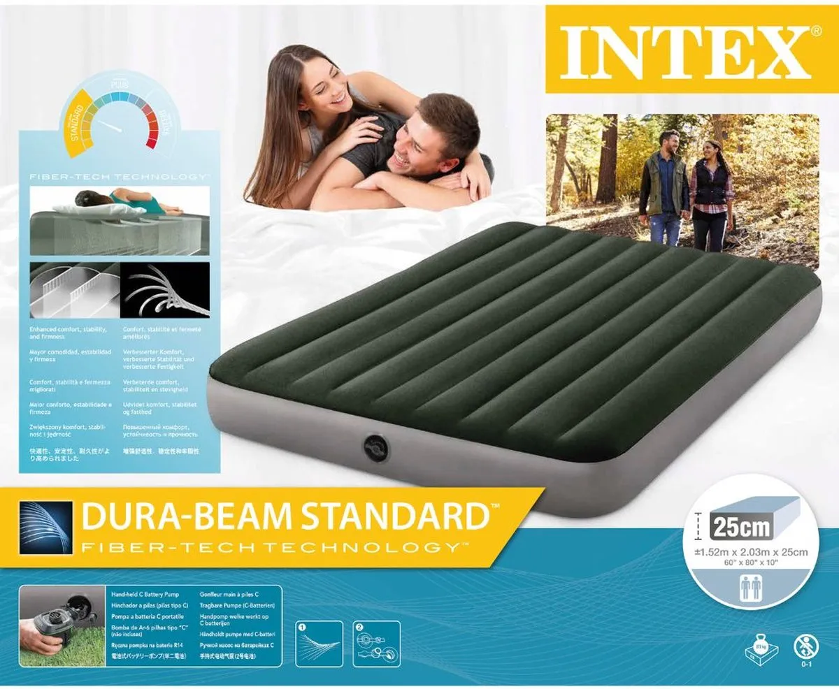 Intex Prestige Downy Luchtbed 2 persoons 191x152x25cm - Groen