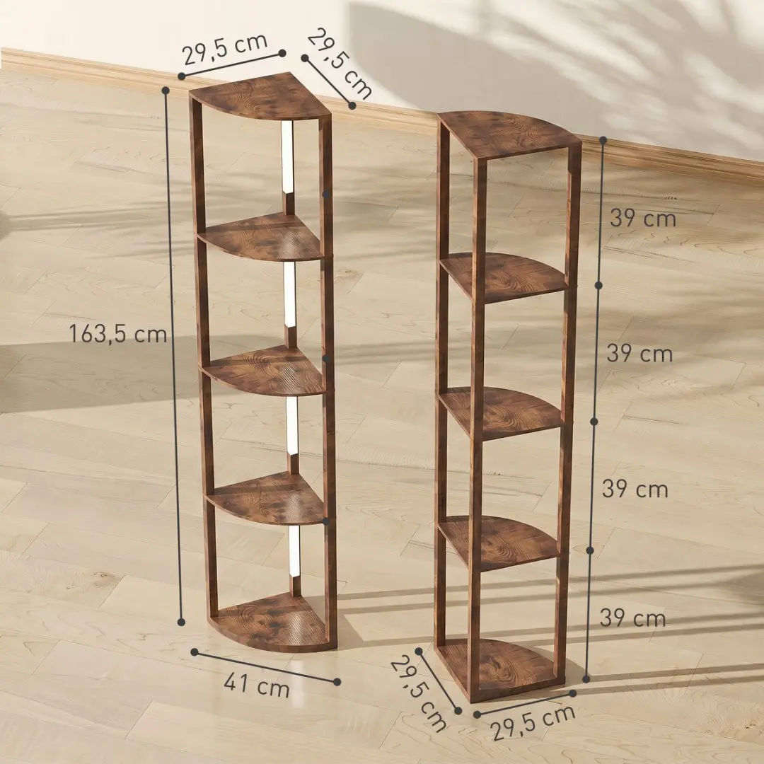 Homcom Vloerlamp Rustiek Bruin - 4x24W - afbeelding 5 van 6