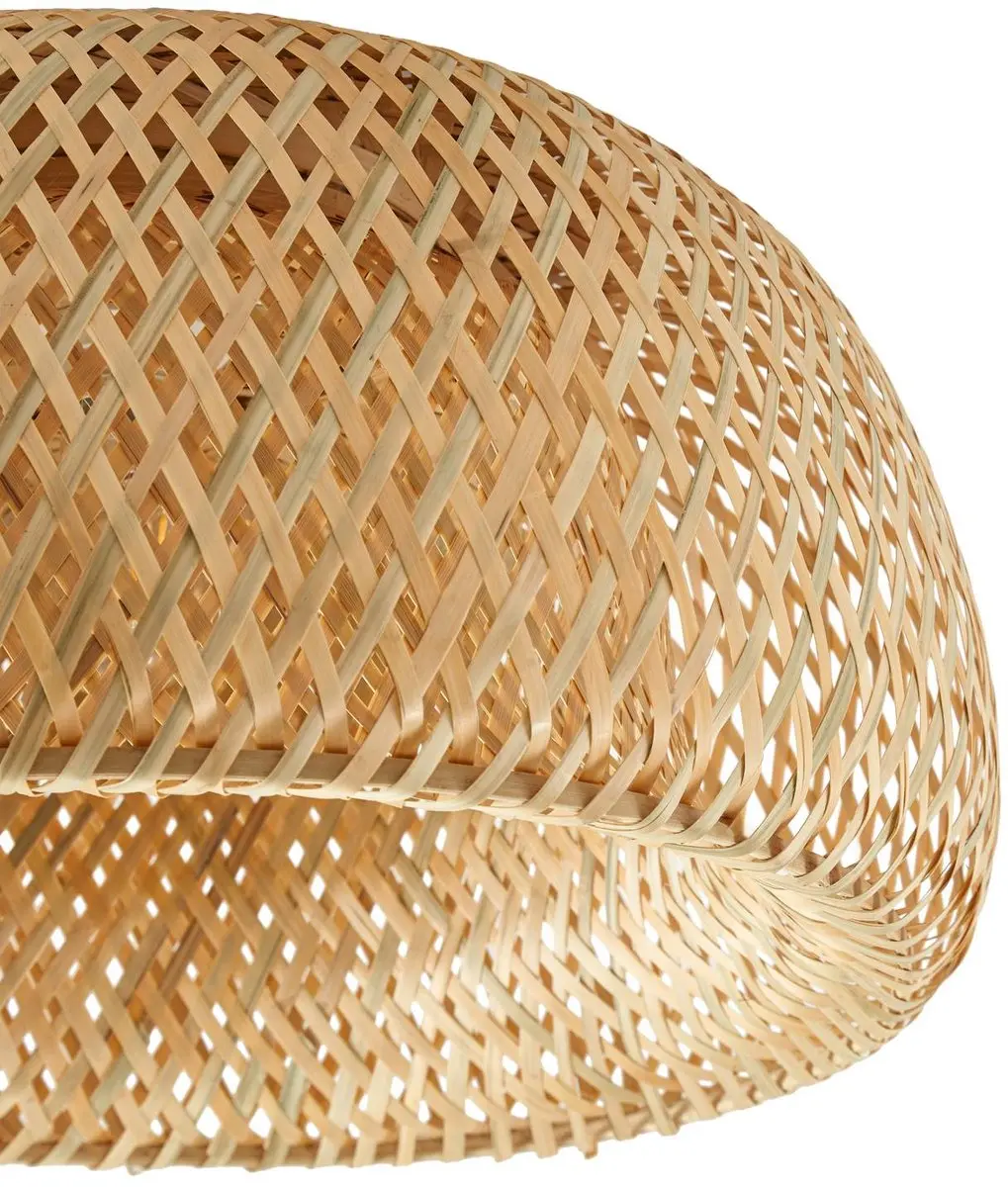 Lindby Plafondlamp Bamboe 45cm - E27 - Licht hout/chroom