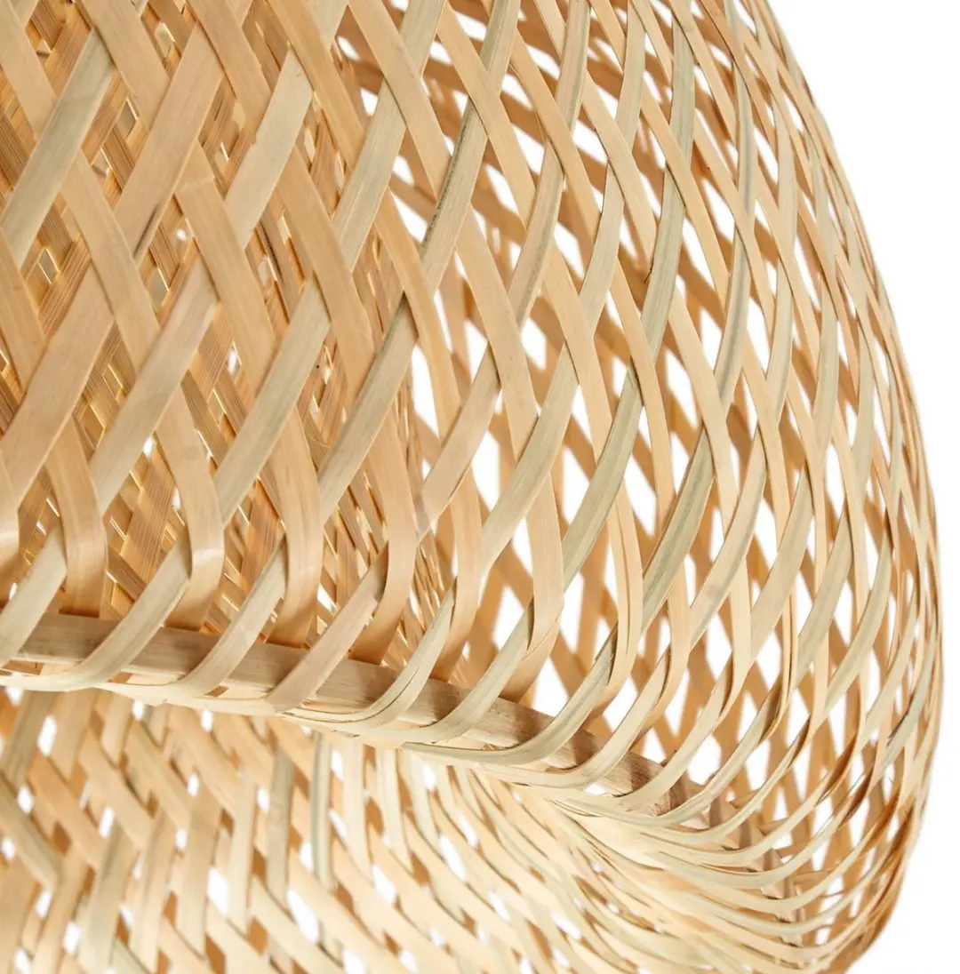 Lindby Plafondlamp Bamboe 45cm - E27 - Licht hout/chroom