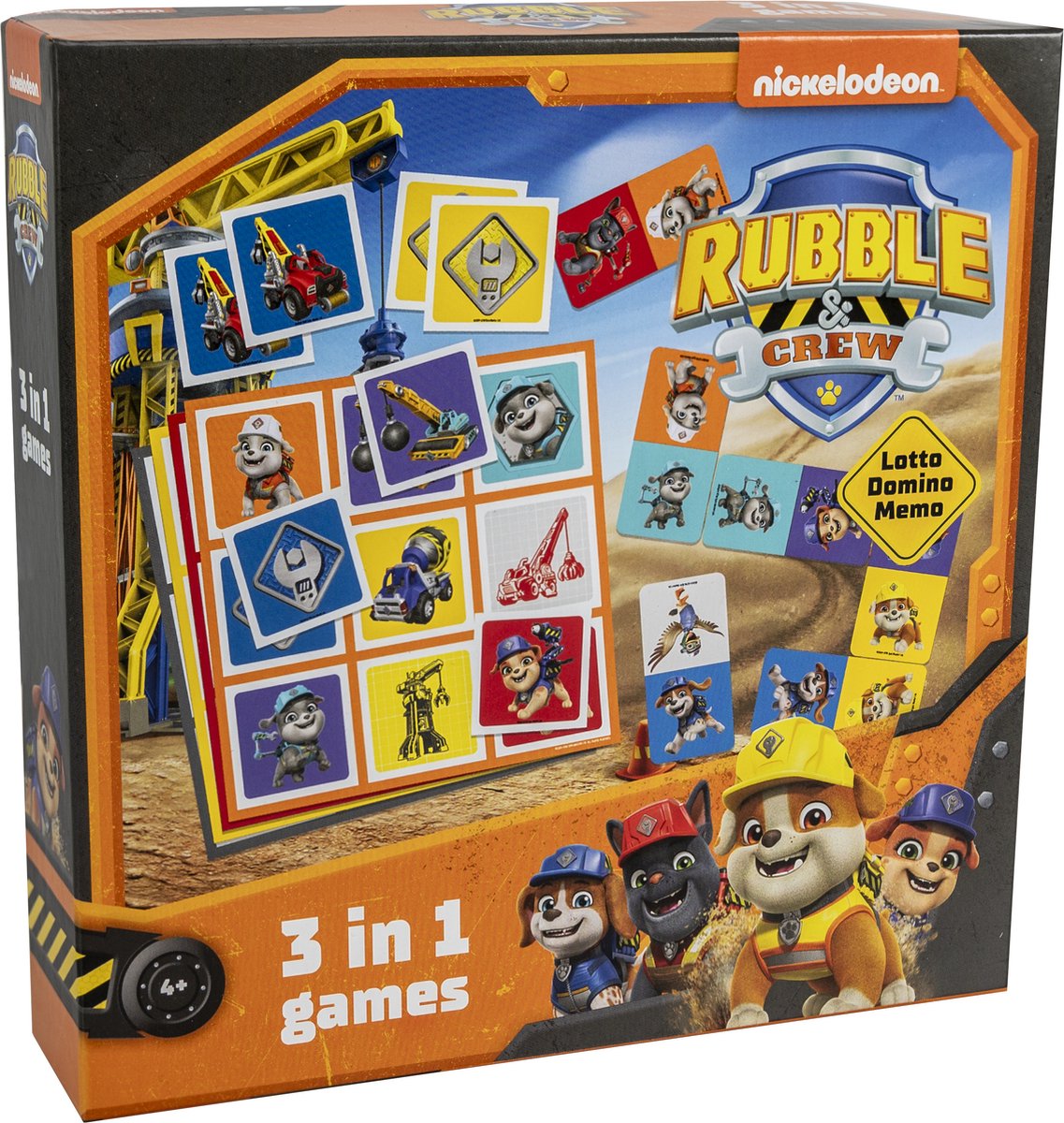 Tactic PAW Patrol Rubble & Crew 3-in-1 Spellenverzameling – Kaartspel – Lotto – Domino – Memo – Kinderspel vanaf 4 jaar