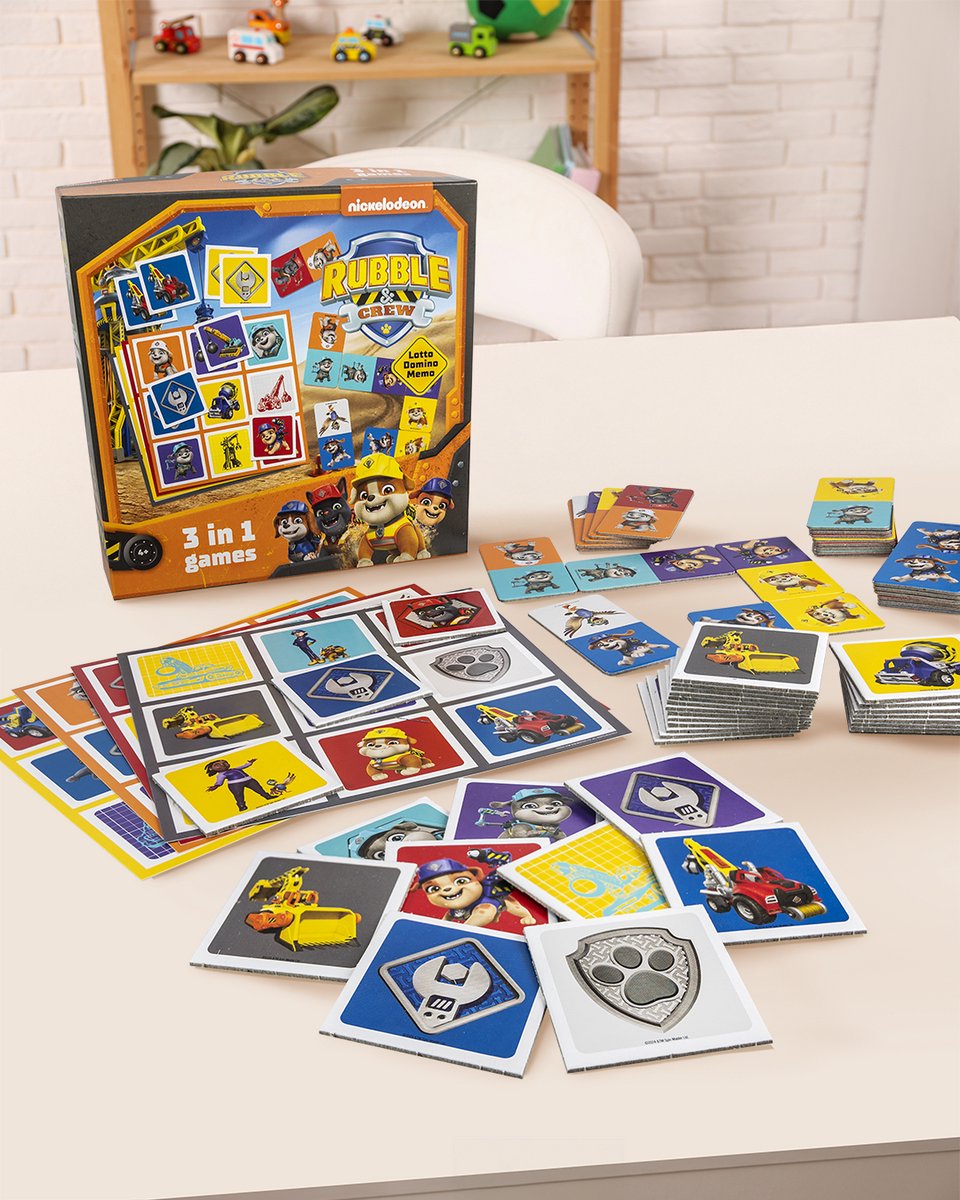 Tactic PAW Patrol Rubble & Crew 3-in-1 Spellenverzameling – Kaartspel – Lotto – Domino – Memo – Kinderspel vanaf 4 jaar