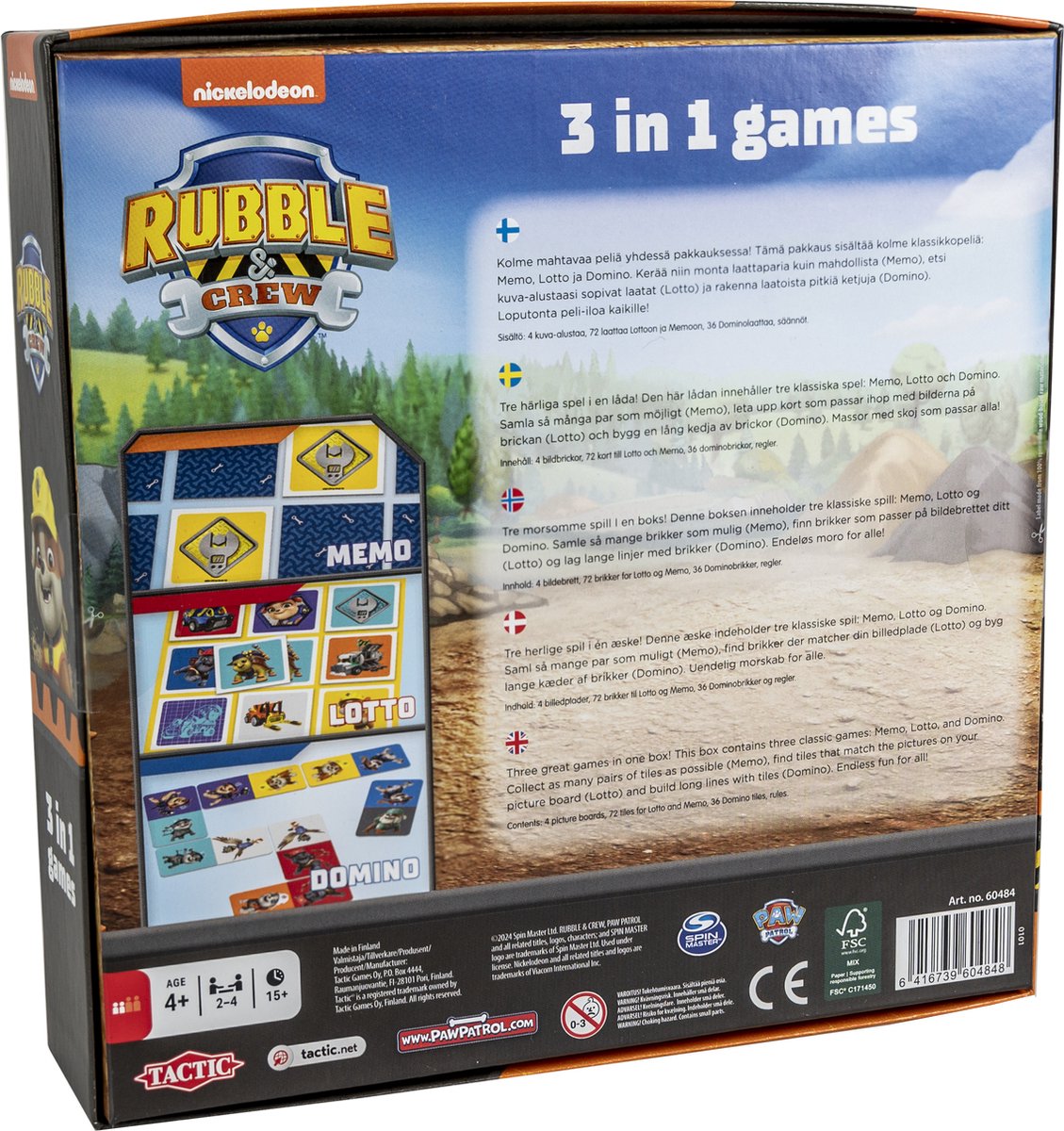 Tactic PAW Patrol Rubble & Crew 3-in-1 Spellenverzameling – Kaartspel – Lotto – Domino – Memo – Kinderspel vanaf 4 jaar