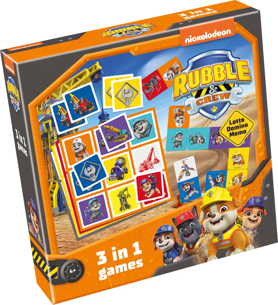 Tactic PAW Patrol Rubble & Crew 3-in-1 Spellenverzameling – Kaartspel – Lotto – Domino – Memo – Kinderspel vanaf 4 jaar