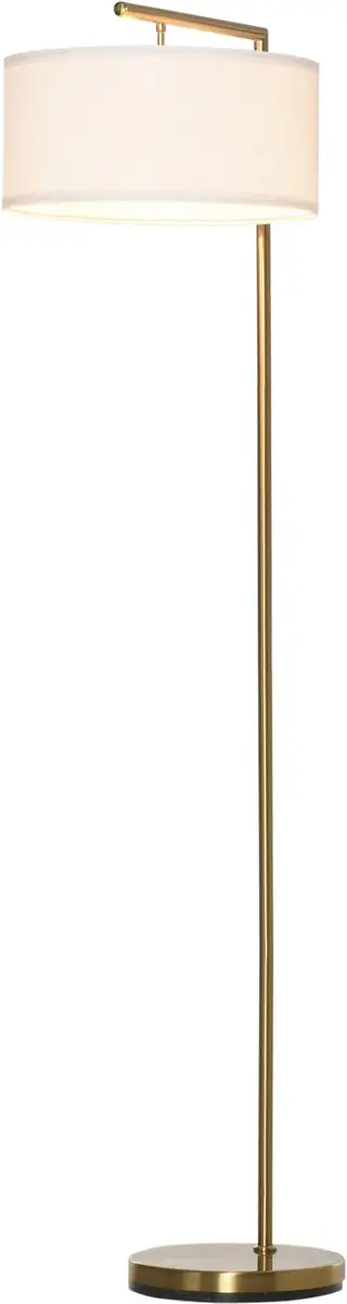 Homcom Staande Vloerlamp E27 Goud/Wit