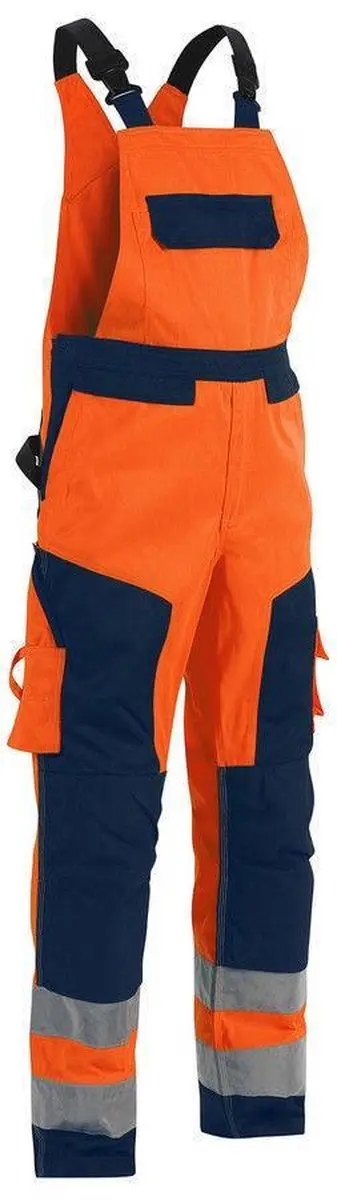 Blåkläder Bretelbroek High Vis 2660-1804 - 152 - High Vis Oranje/Marineblauw