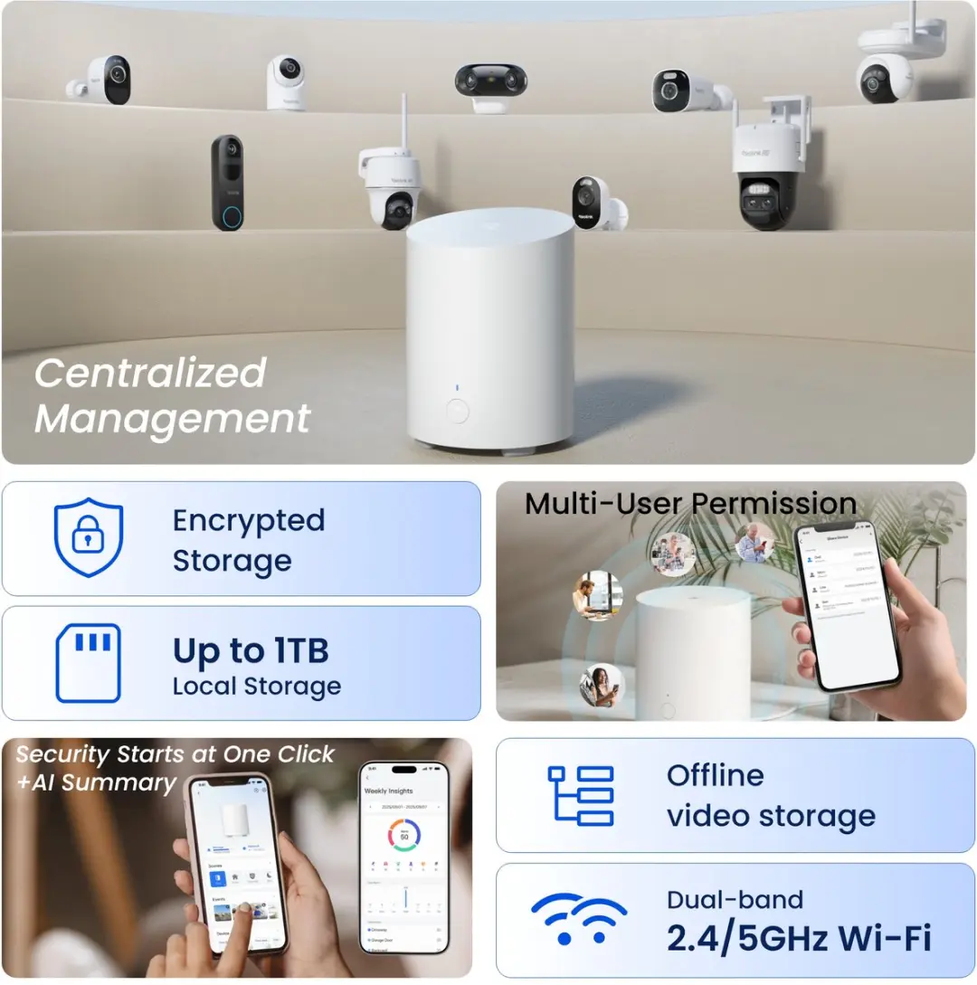 Reolink Home Hub Mini Beveiligingscentrum - 8 Camera's - Dual-band WiFi - Wit - afbeelding 6 van 6