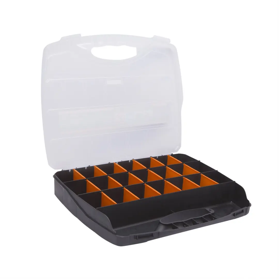 Handy Kunststof Organizer 32x26cm - 22 Vakken - Oranje/Transparant/Zwart