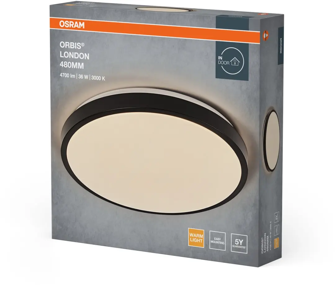 Osram Orbis London LED Plafondlamp 480mm - 36W 4150lm - Zwart