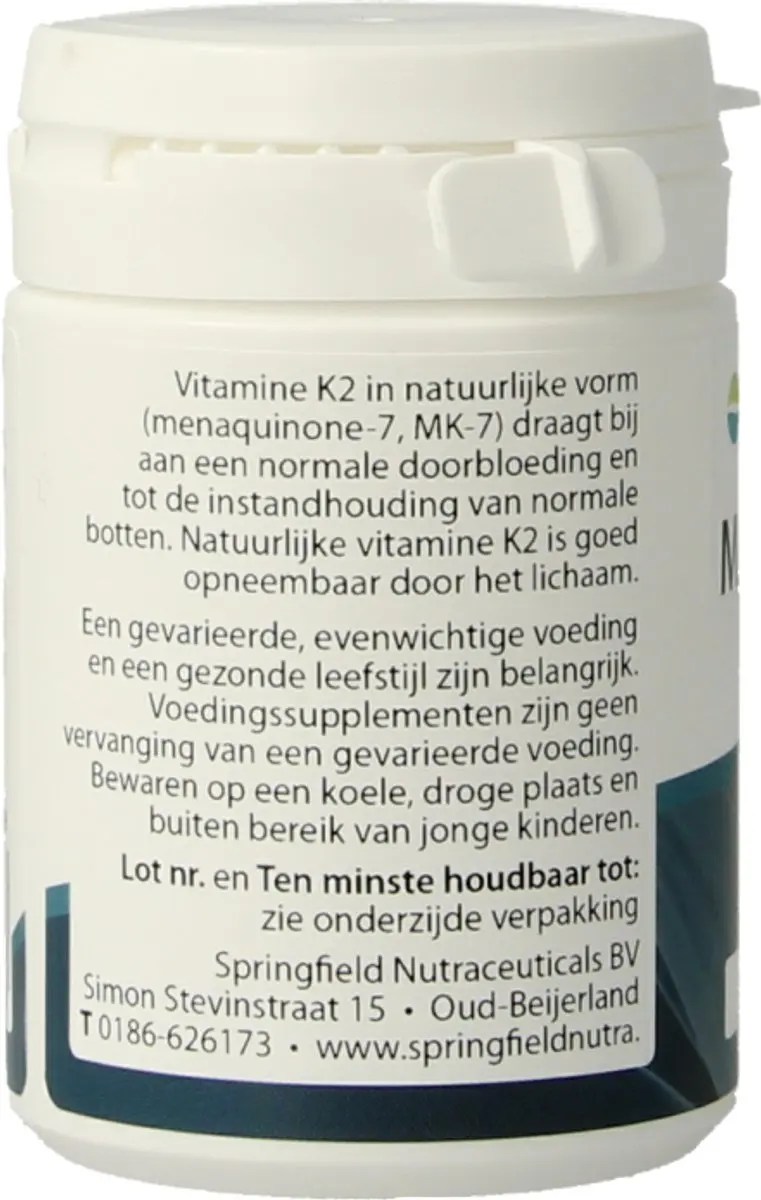 Springfield MenaQ7-360 Vitamine K2 360mcg - 30 Vegetarische Capsules