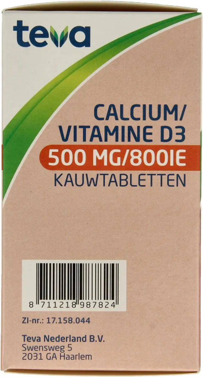 Teva Calcium/Vitamine D 500mg/800IE Kauwtabletten - 90 Stuks