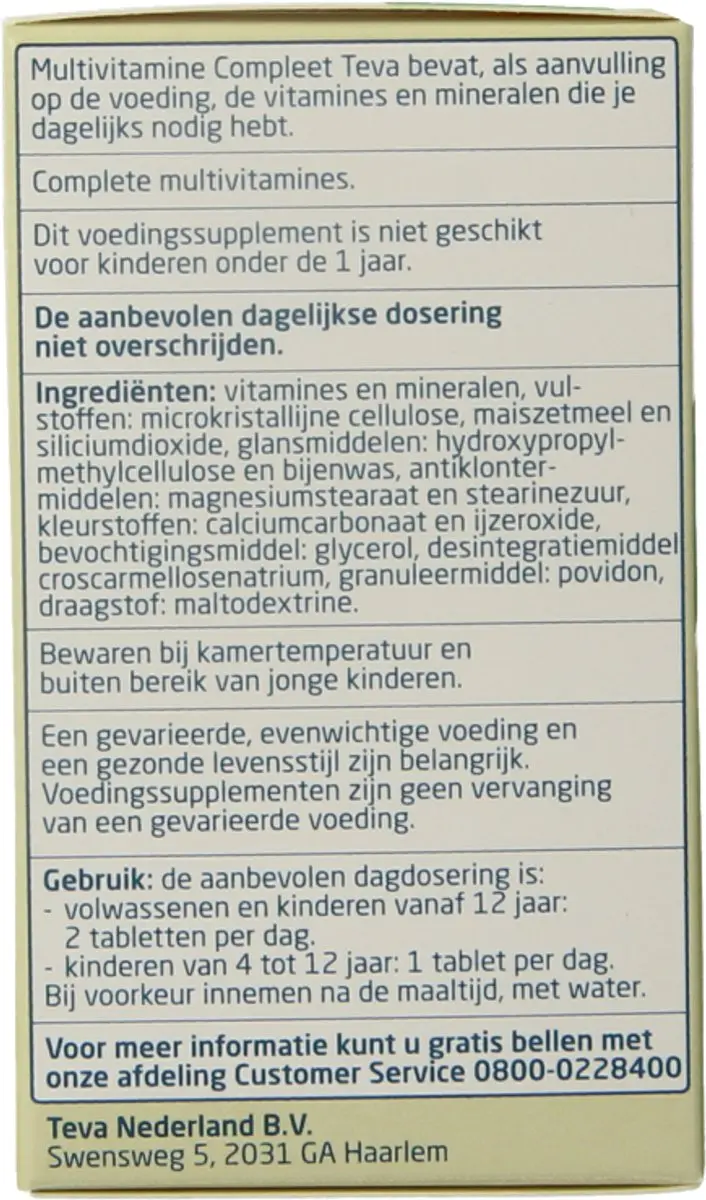 Teva Multivitamine Compleet 100 Tabletten