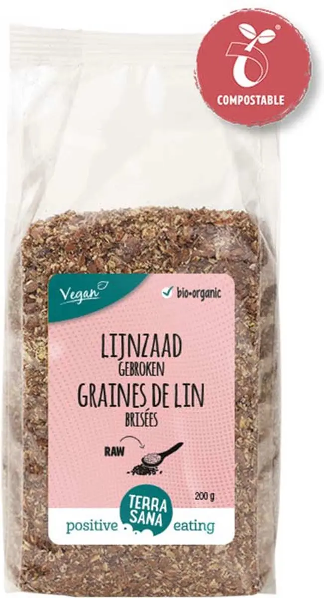 Terrasana Raw Lijnzaad Gebroken 400g