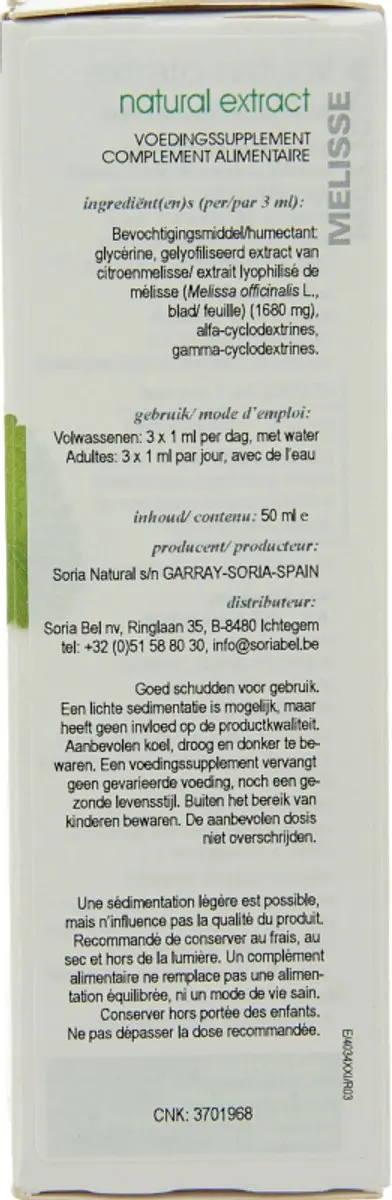 Soria Natural Melissa officinalis XXI 50ml