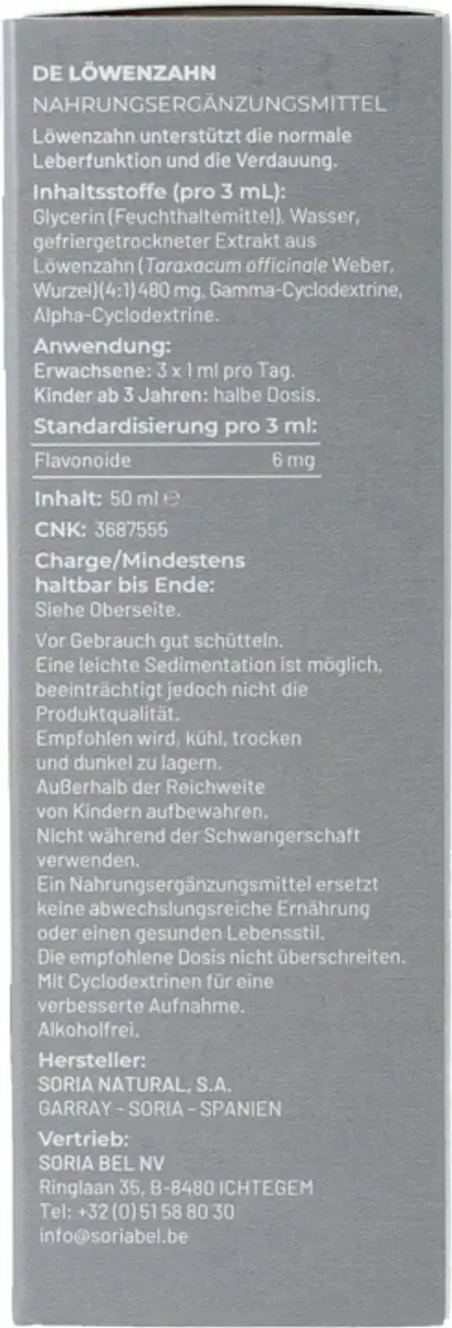 Soria Natural Taraxacum officinalis Extract 50ml