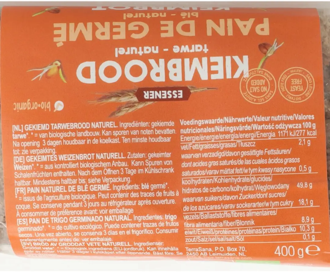 Terrasana Kiembrood Tarwe 400g